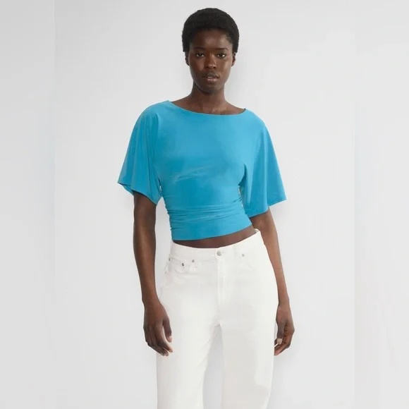 Aritzia Babaton Wavenlength T-shirt in Splash Blue Size Large NEW - Picture 3 of 10